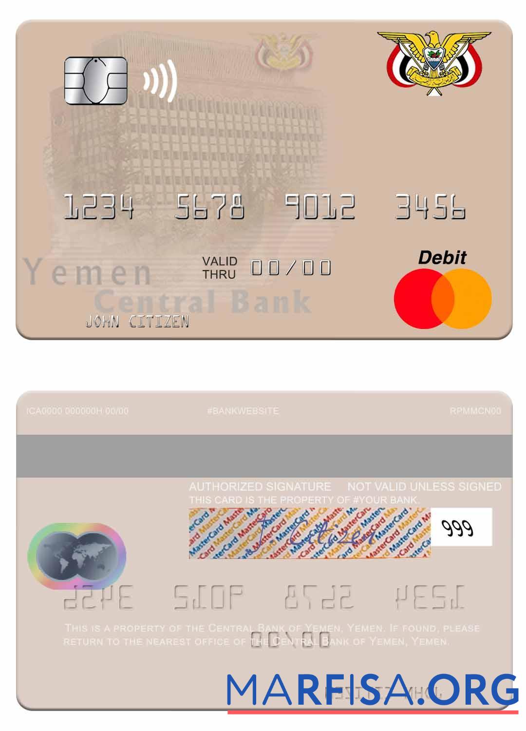 Downloadable Yemen Central Bank of Yemen mastercard download for verification